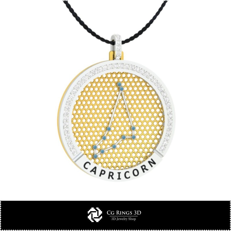 Ciondolo Costellazione Capricorno 3D CAD Casa, Gioielleria 3D CAD, Ciondoli 3D CAD, Ciondoli Zodiacali 3D