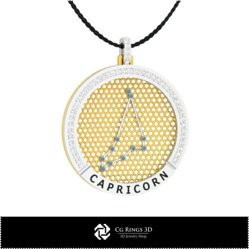 Pandantiv 3D CAD Capricorn — Constellation Zodiac pentru casă, bijuterii 3D CAD, pandantive 3D CAD, pandantive zodiacale 3D