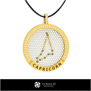 Pandantiv 3D CAD Capricorn — Constellation Zodiac pentru casă, bijuterii 3D CAD, pandantive 3D CAD, pandantive zodiacale 3D 2