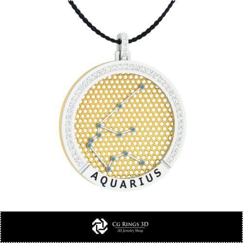 Pendentif constellation du zodiaque Verseau en CAO 3D, bijoux CAO 3D, pendentifs CAO 3D, pendentifs zodiaque 3D