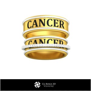 Anello nuziale 3D CAD con segno zodiacale del Cancro, Gioielleria 3D CAD, Anelli 3D CAD, Fedi nuziali 3D 2