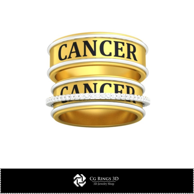 Alliance de mariage 3D CAO avec signe du Cancer, Bijoux 3D CAO, Bagues 3D CAO, Alliances 3D