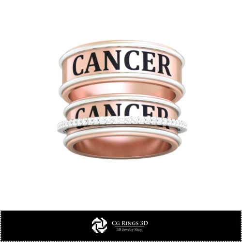 Inel de logodnă/ de nuntă 3D CAD cu zodia Cancer, bijuterii 3D CAD, inele 3D CAD, verighete 3D