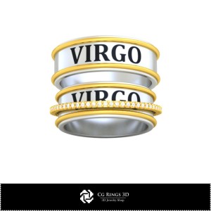 Anillo de boda CAD 3D con signo zodiacal Virgo, Joyería CAD 3D, Anillos CAD 3D, Alianzas CAD 3D
