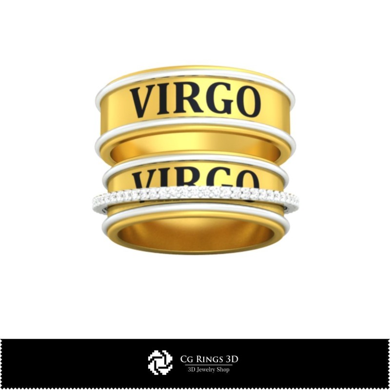 Anello nuziale 3D CAD con Vergine e casa, Gioielli 3D CAD, Anelli 3D CAD, Fedi nuziali 3D