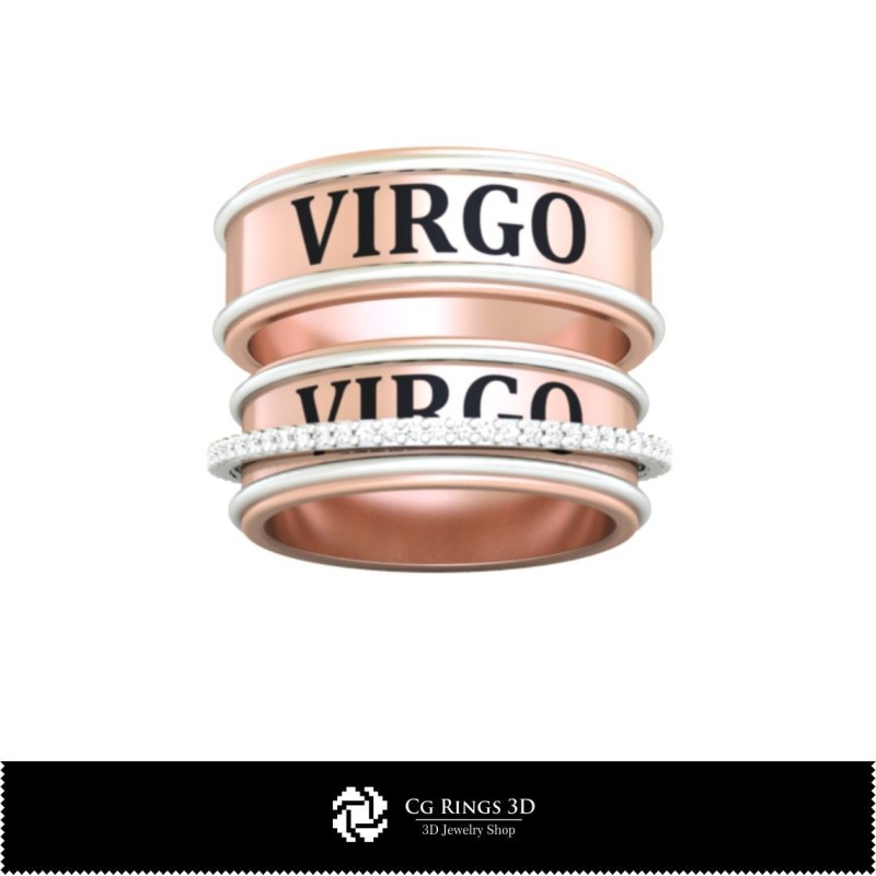 Anello nuziale 3D CAD con Vergine e casa, Gioielli 3D CAD, Anelli 3D CAD, Fedi nuziali 3D