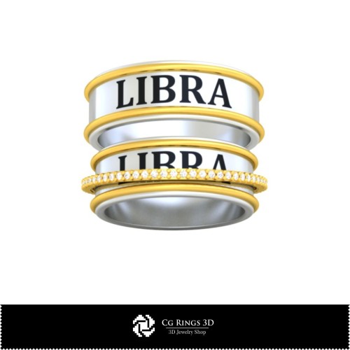 Bague de mariage 3D CAO avec thème signe du zodiaque Balance, Bijoux 3D CAO, Bagues 3D CAO, Alliances 3D