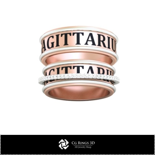 3D-CAD-Ehering mit Schütze-Zeichen, Schmuck 3D-CAD, Ringe 3D-CAD, Eheringe 3D