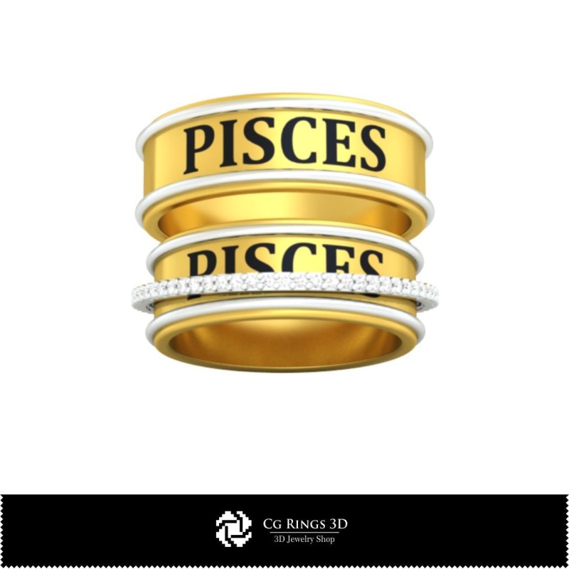 3D-CAD-Ehering mit Fische-Zeichen, Schmuck 3D-CAD, Ringe 3D-CAD, Eheringe 3D