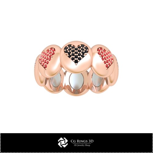 3D-CAD-Kollektion von Ringen mit Spielkarten Zuhause, Schmuck 3D-CAD, Schmuckkollektionen 3D-CAD