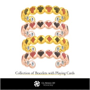3D-CAD-Kollektion von Armbändern mit Spielkarten Zuhause, Schmuck 3D-CAD, Schmuckkollektionen 3D-CAD