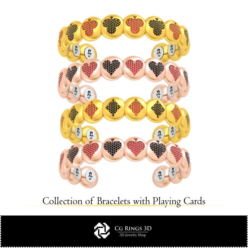 3D CAD Collection of Bracelets with Playing Cards Home, Jewelry 3D CAD, Jewelry Collections 3D CAD 