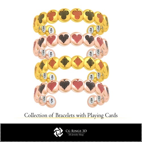 Collezione 3D CAD di Braccialetti con Carte da Gioco Home, Gioielli 3D CAD, Collezioni di Gioielli 3D CAD