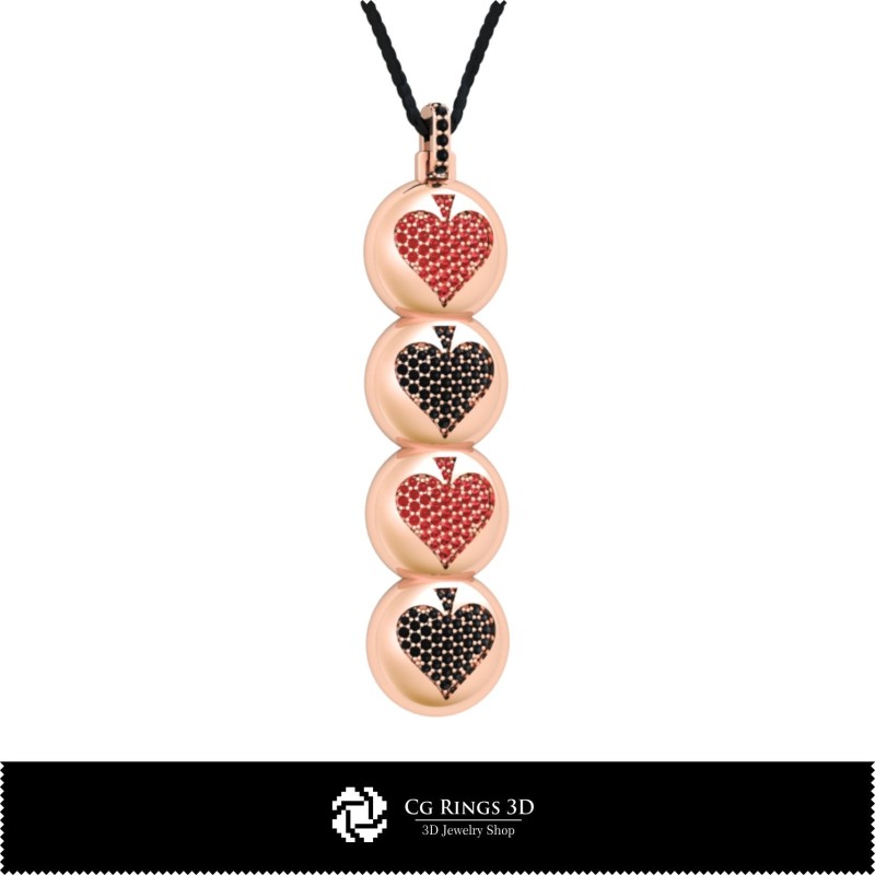 3D CAD Collection of Pendants with Playing Cards Home, Jewelry 3D CAD, Jewelry Collections 3D CAD 