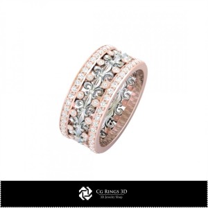 3D Ladies Wedding Bands With Diamonds Home, Jewelry 3D CAD, Rings 3D CAD , Wedding Bands 3D, Fashion Rings 3D 2