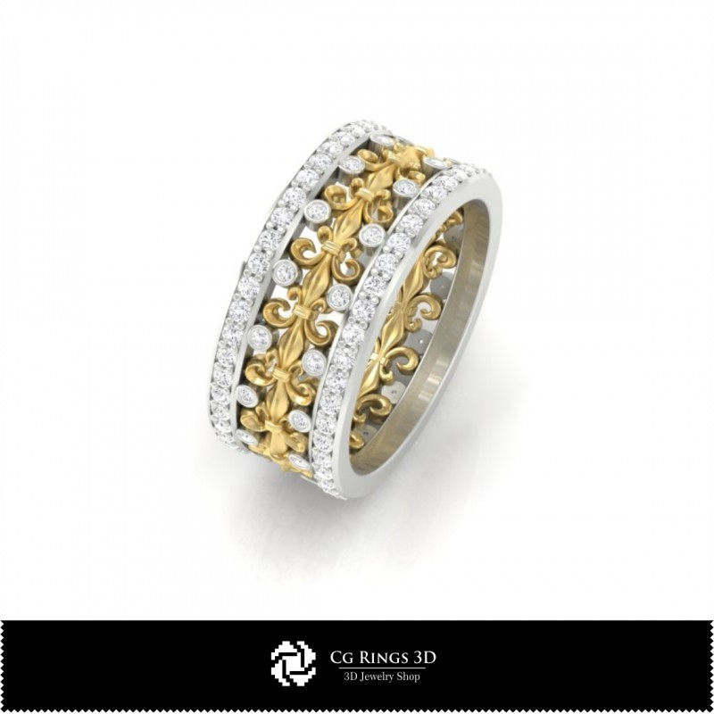 3D Ladies Wedding Bands With Diamonds Home, Jewelry 3D CAD, Rings 3D CAD , Wedding Bands 3D, Fashion Rings 3D