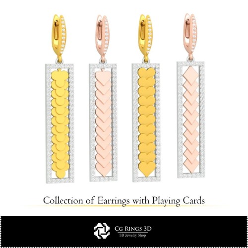 Collection 3D CAO de boucles d'oreilles avec cartes à jouer, Joaillerie 3D CAO, Collections de joaillerie 3D