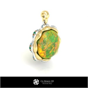 3D-Anhänger mit Opal Zuhause, Schmuck 3D-CAD, Anhänger 3D-CAD, 3D-Opal-Anhänger