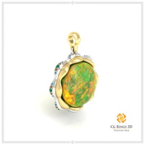 Pendentif 3D avec opale Home, Bijoux 3D CAO, Pendentifs 3D CAO, Pendentifs opale 3D 2