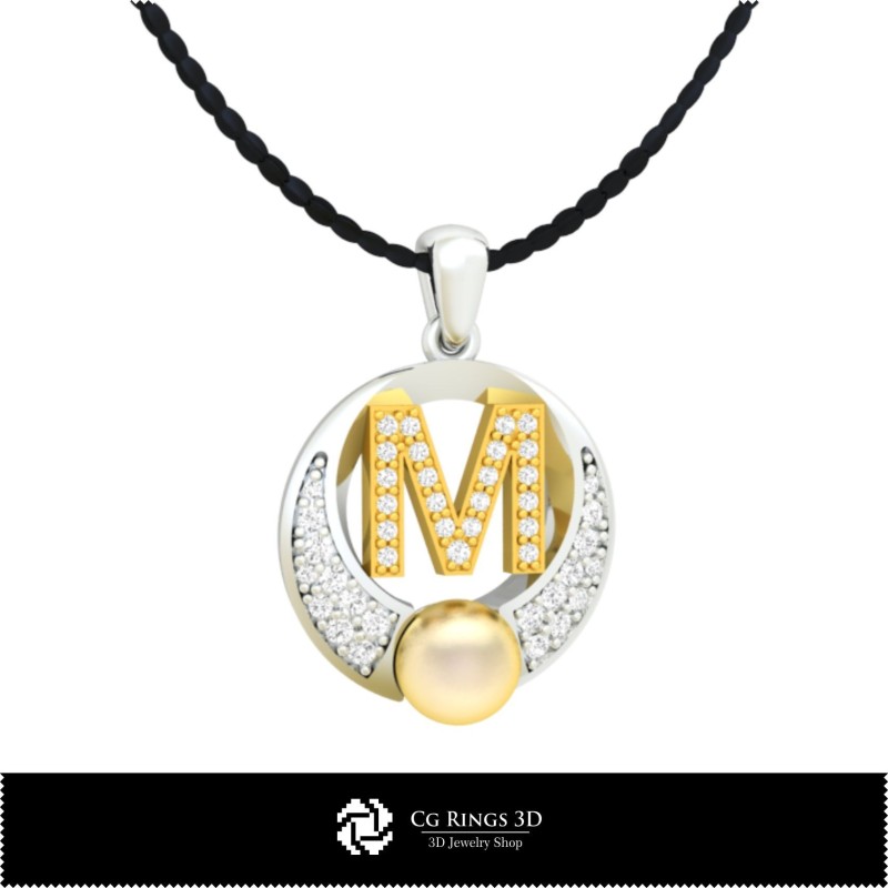Colección CAD 3D de colgantes de perla con letras Home, CAD 3D de joyería, colecciones de joyería CAD 3D