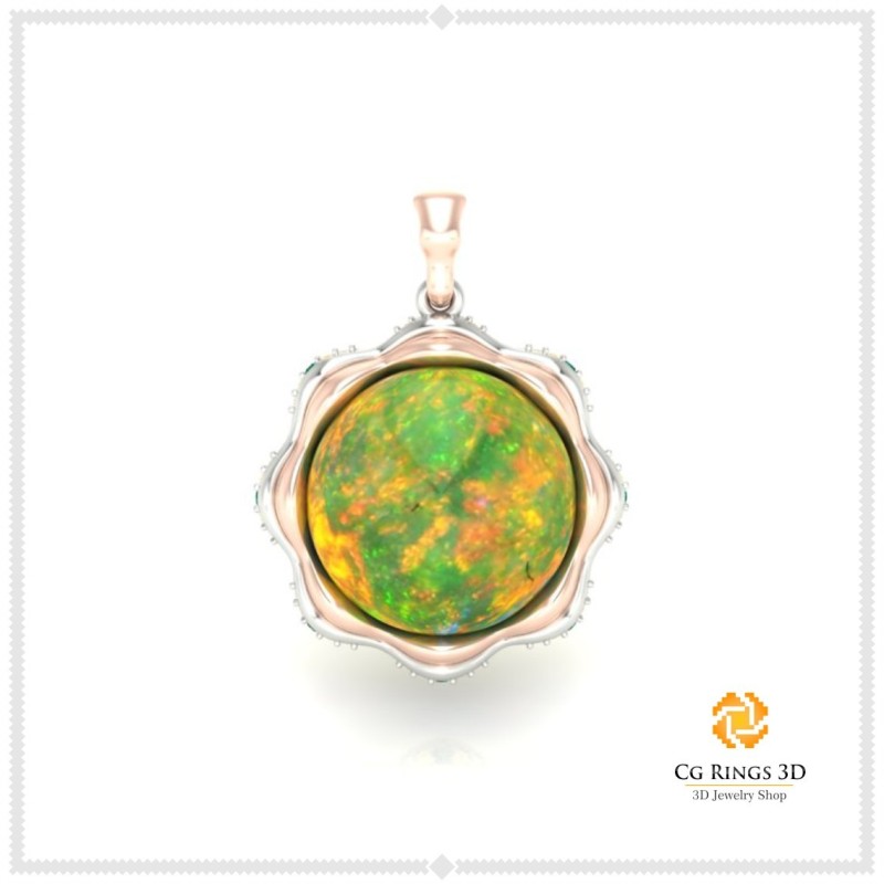 Pendentif 3D avec opale Home, Bijoux 3D CAO, Pendentifs 3D CAO, Pendentifs opale 3D