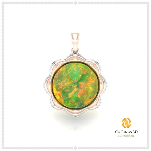 Pendentif 3D avec opale Home, Bijoux 3D CAO, Pendentifs 3D CAO, Pendentifs opale 3D