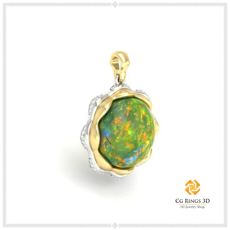 Pendentif 3D avec opale Home, Bijoux 3D CAO, Pendentifs 3D CAO, Pendentifs opale 3D