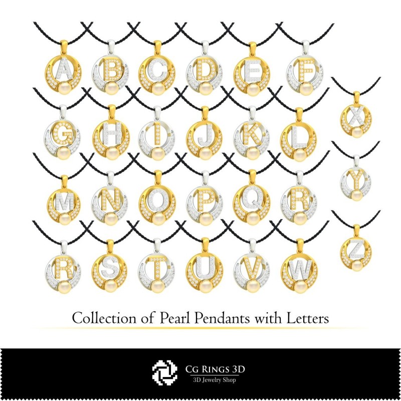 Collection 3D CAD de pendentifs en perles avec lettres Home, Bijoux 3D CAD, Collections de bijoux 3D CAD