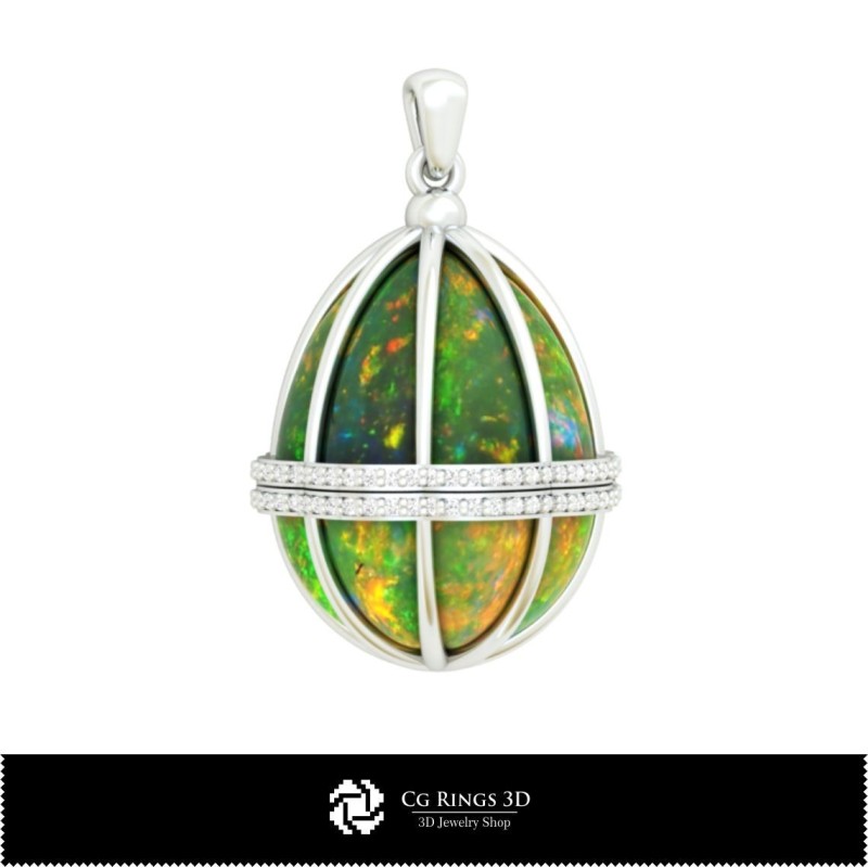 Pendentif Œuf 3D CAO Maison, Bijoux 3D CAO, Pendentifs 3D CAO, Bijoux Vintage 3D CAO, Pendentifs Opale 3D, Bijoux Art Nouveau 3D