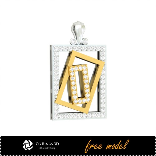 3D-Anhänger mit Diamanten - Kostenloses 3D-Modell für Zuhause, Schmuck 3D-CAD, Kostenlose 3D-Schmuckmodelle, Anhänger 3D-CAD,