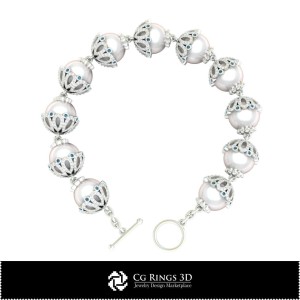 Pulsera de perlas 3D CAD para el hogar, Joyería 3D CAD, Pulseras 3D CAD, Pulseras 3D, Pulseras de perlas 3D 2