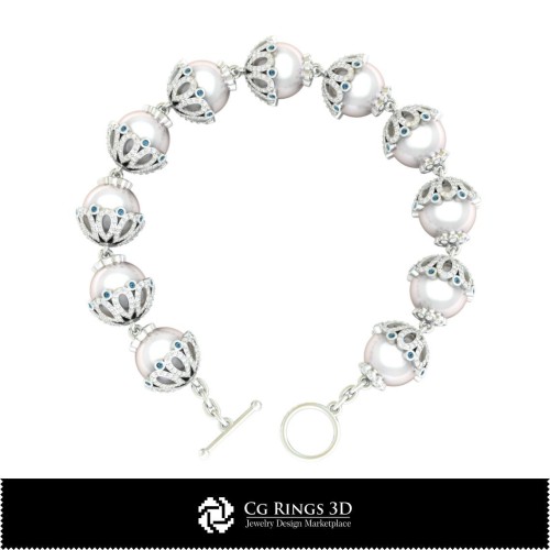 Pulsera de perlas 3D CAD para el hogar, Joyería 3D CAD, Pulseras 3D CAD, Pulseras 3D, Pulseras de perlas 3D