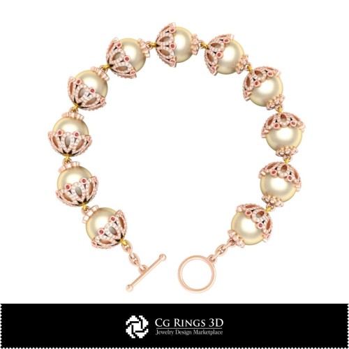 3D CAD Pearl Bracelet Home, Jewelry 3D CAD, Bracelets 3D CAD , 3D Bracelets, 3D Pearl Bracelets