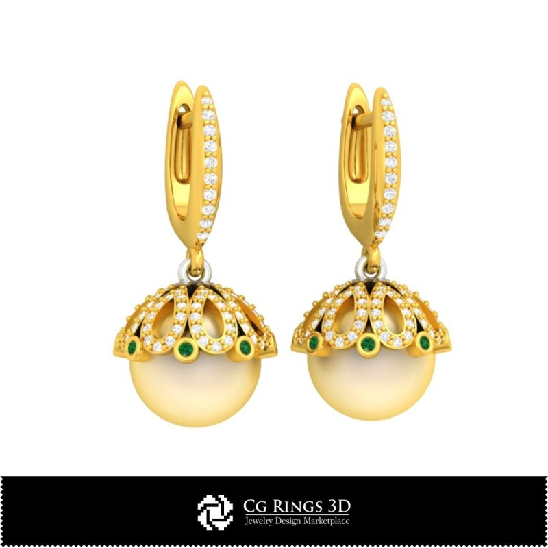 3D-CAD-Perlenohrringe Zuhause, Schmuck 3D-CAD, Ohrringe 3D-CAD, 3D-Diamantohrringe, 3D-Tropfenohrringe, 3D-Perlenohrringe