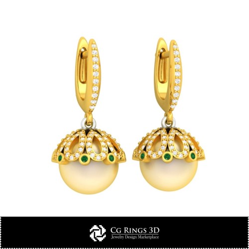 Cercei cu perle 3D CAD Home, bijuterii 3D CAD, cercei 3D CAD, cercei cu diamante 3D, cercei tip picătură 3D, cercei cu perle 3D