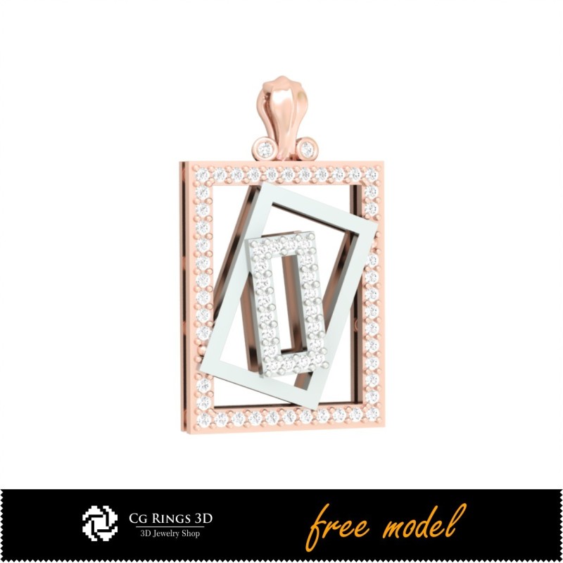 Colgante 3D con diamantes - Modelo 3D gratuito para hogar, CAD 3D de joyería, joyería 3D gratuita, CAD 3D de colgantes,