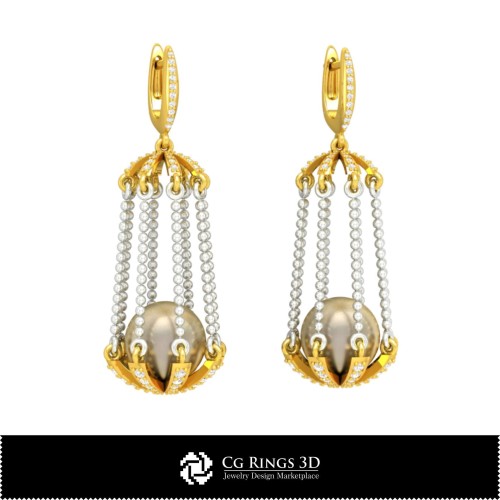 3D-CAD-Perlenohrringe Zuhause, Schmuck 3D-CAD, Ohrringe 3D-CAD, 3D-Diamantohrringe, 3D-Tropfenohrringe, 3D-Perlenohrringe
