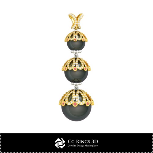 Ciondolo con perla 3D CAD per la casa, Gioielli 3D CAD, Ciondoli 3D CAD, Ciondoli con diamante 3D, Ciondoli con perla 3D