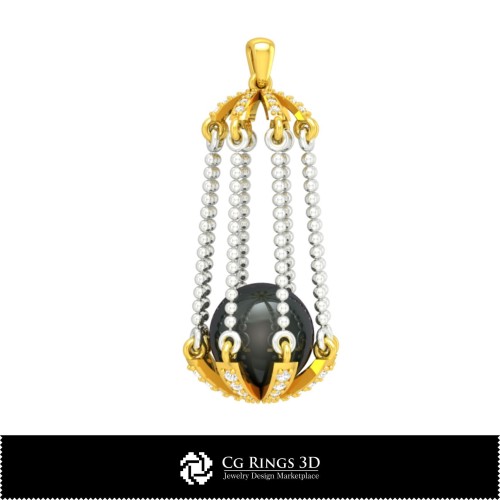 Ciondolo con Perla in CAD 3D, Gioielli CAD 3D, Ciondoli CAD 3D, Ciondoli con Perla 3D