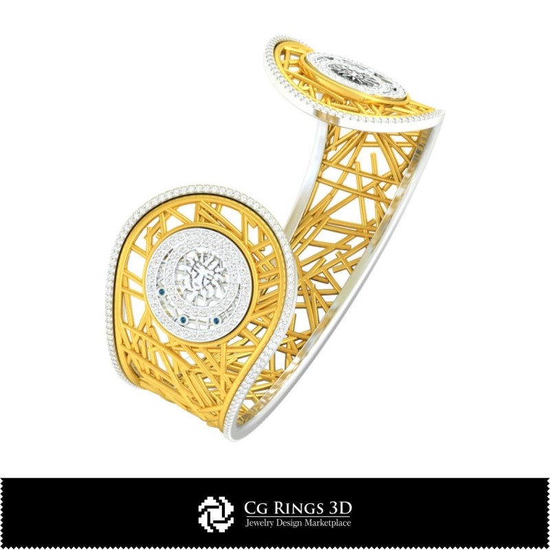 Pulsera Leo del Zodiaco para mujer en CAD 3D, Joyería CAD 3D, Pulseras CAD 3D, Pulseras con diamantes 3D, Pulseras 3D,