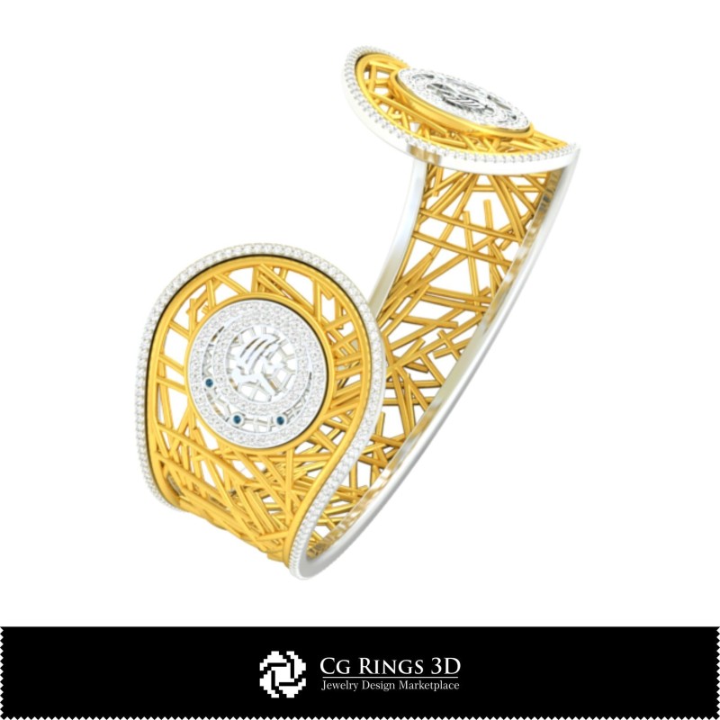 Bracciale Vergine (Zodiaco) da donna in CAD 3D per la casa, Gioielleria CAD 3D, Bracciali CAD 3D, Bracciali con diamanti 3D,