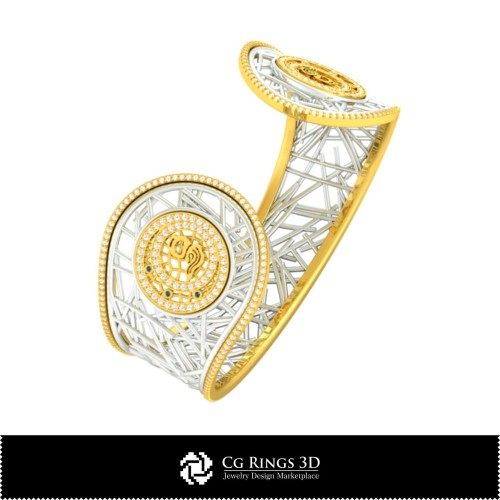 Pulsera para mujer Piscis en CAD 3D, Joyería CAD 3D, Pulseras CAD 3D, Pulseras de diamantes 3D, Pulseras 3D, Brazalete 3D