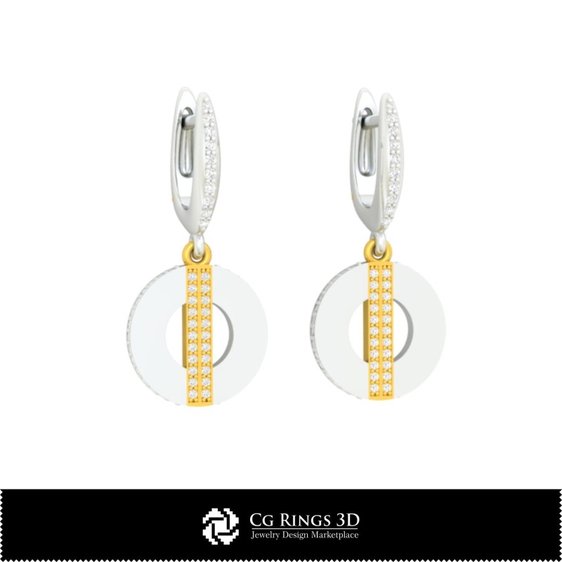 3D-CAD-Ohrringe Zuhause, Schmuck 3D-CAD, Ohrringe 3D-CAD, 3D-Diamantohrringe