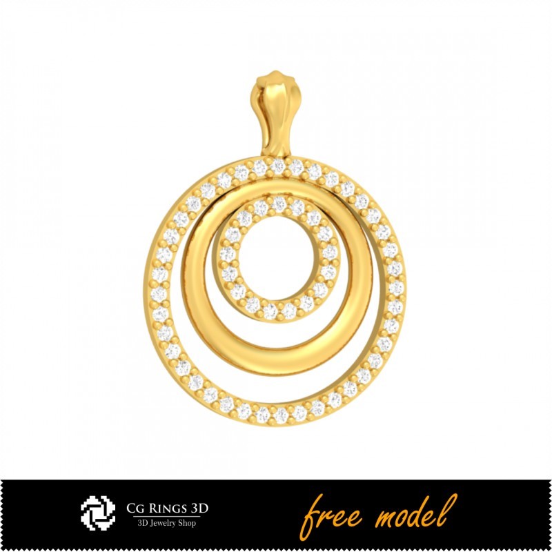 3D Pendant With Diamonds-Free 3D Model Home, Jewelry 3D CAD, Free 3D Jewelry, Pendants 3D CAD 