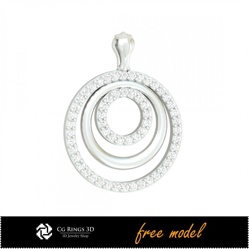 Colgante 3D con diamantes - Modelo 3D gratuito para hogar, CAD 3D de joyería, joyería 3D gratuita, colgantes CAD 3D