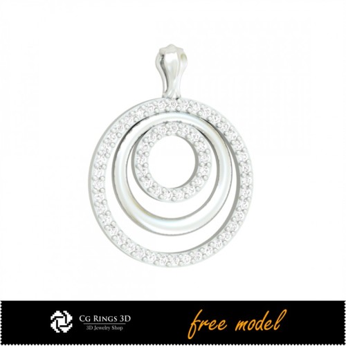 Colgante 3D con diamantes - Modelo 3D gratuito para hogar, CAD 3D de joyería, joyería 3D gratuita, colgantes CAD 3D