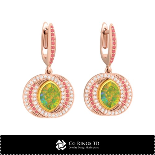 Boucles d'oreilles opales 3D CAO Home, Bijoux CAO 3D, Boucles d'oreilles CAO 3D, Boucles d'oreilles diamant 3D, Boucles