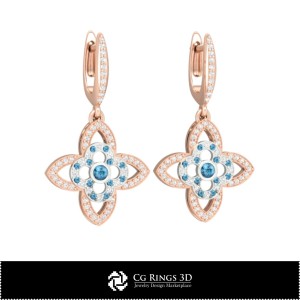 Orecchini CAD 3D Home, Gioielleria CAD 3D, Orecchini CAD 3D, Orecchini Pendenti 3D 2