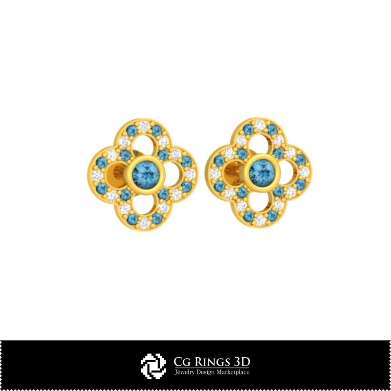 Boucles d'oreilles enfants 3D CAO, Bijoux 3D CAO, Boucles d'oreilles 3D CAO, Boucles d'oreilles diamant 3D, Boucles d'oreilles