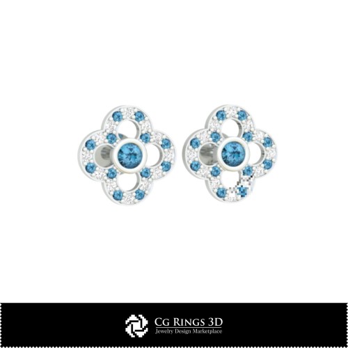 Orecchini per bambini in CAD 3D, Gioielli CAD 3D, Orecchini CAD 3D, Orecchini con diamante 3D, Orecchini per bambini 3D